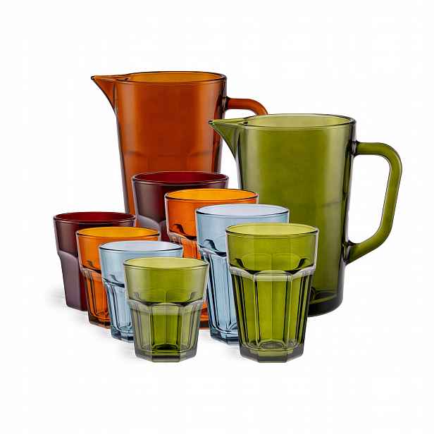 Sada Sklenice Konvanů Na Nápoje, Dráže, Vodu, Polské Sklo Retro Glasset