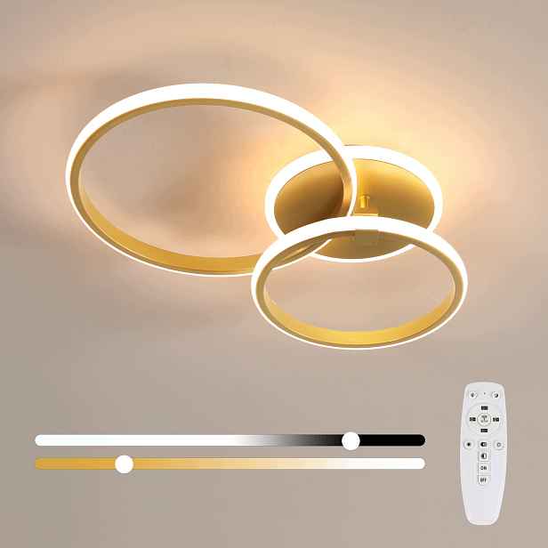 Stropní svítidlo Led lustr zlatý s dálkovým ovládáním moderní 42W do obývacího pokoje