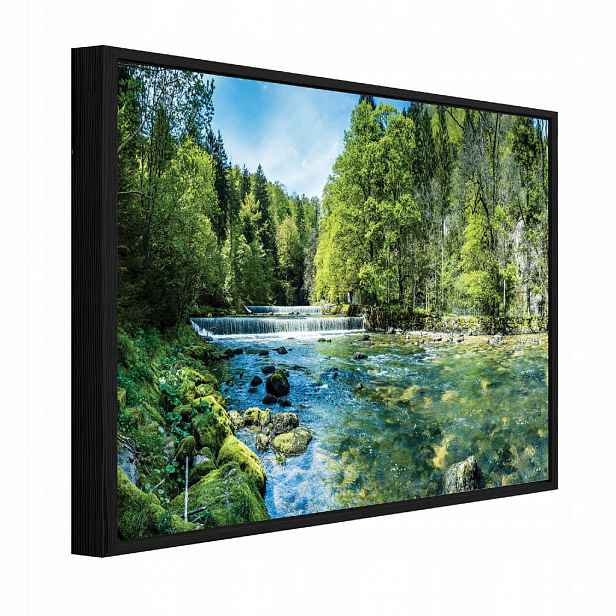 Wallarena ZARÁMOVANÉ obrazy les řeka zelená 120x80 cm