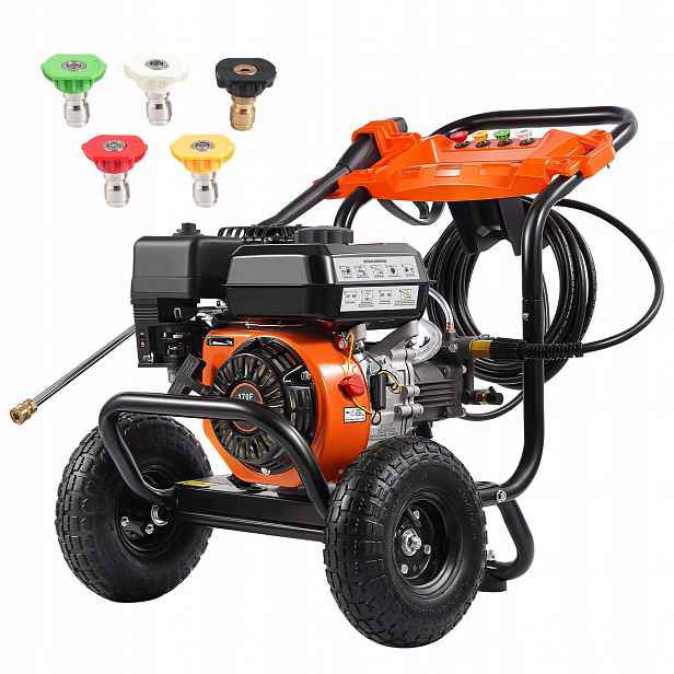 Tlaková benzínová myčka automobilů, výkonná myčka 3500 Psi 10 l/min, 5 trysek