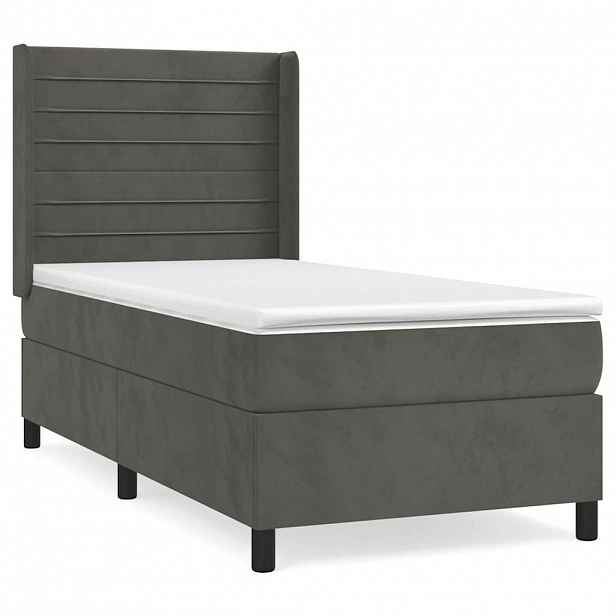 vidaXL Box spring postel s matrací tmavě šedá 80 x 200 cm samet