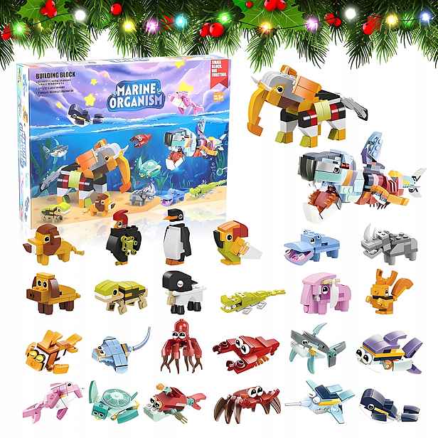 Adventní Kalendář Pro Děti Stavební Kostky Zvířata Dárek 24 Dílků