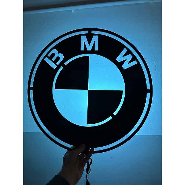 Dřevěný 3D obraz Bmw Logo Nástěnná Dekorace Dárek Noční Lampa Led