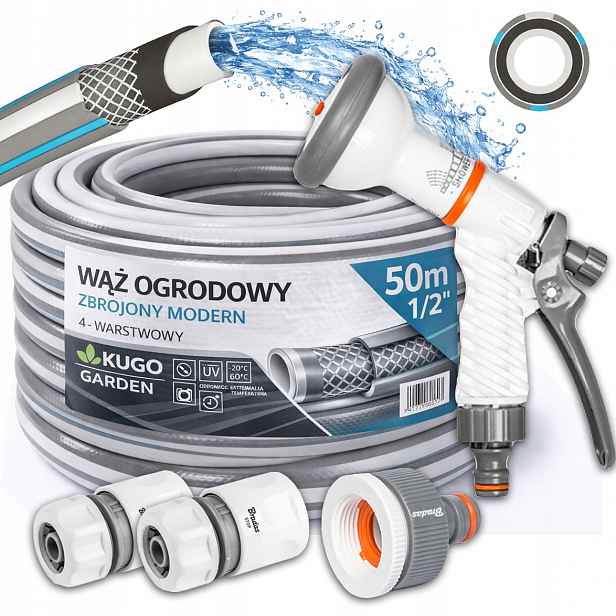 Hadice 1/2" 50 m 4 Vrstvy Plus Moderní Pistole Set Bradas