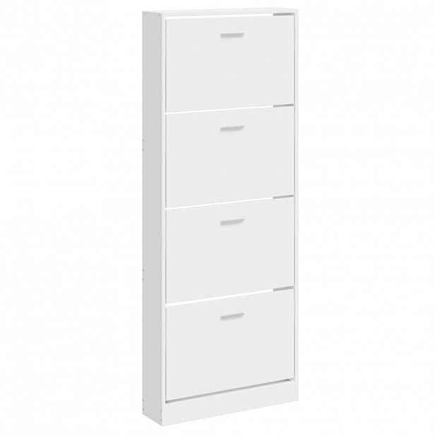 vidaXL Botník bílý s vysokým leskem 59x17x150 cm kompozitní dřevo