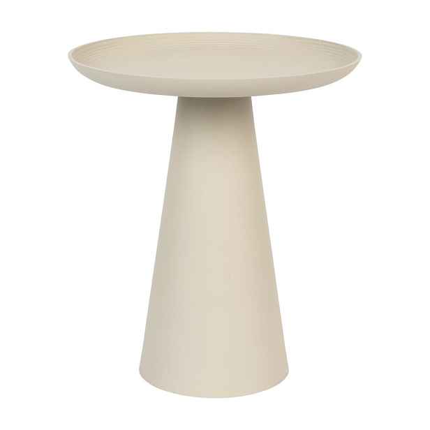 Béžový hliníkový odkládací stolek White Label Ringar, ø 39,5 cm