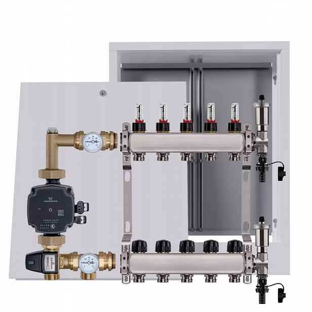 Nerezový rozdělovač pro podlahu 5, nástěnný box Pumpa Grundfos