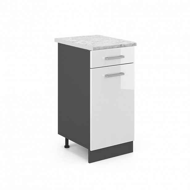 Vicco SPODNÍ SKŘÍŇKA KUCHYŇSKÉ LINKY R-Line Bílá vysoký lesk 40 cm PD Mramor