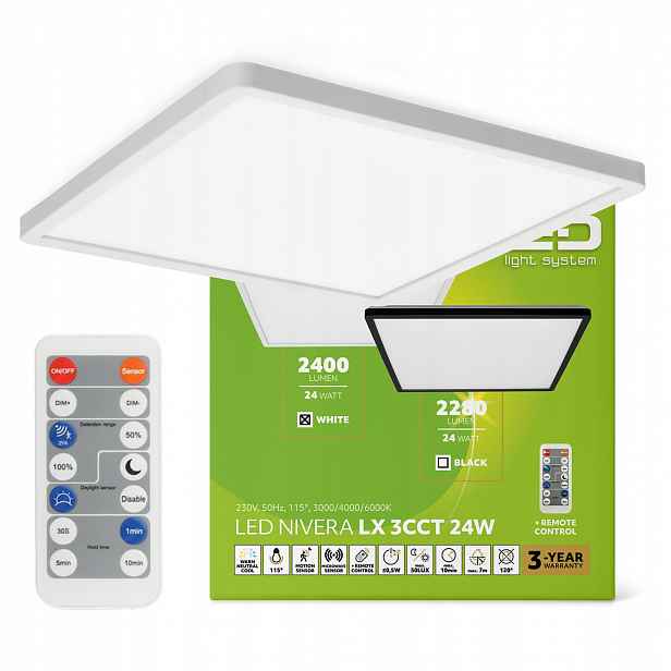 Led lampa Stropní Svítidlo Snímač pohybu 24W Venkovní svítidlo IP54 Bílá