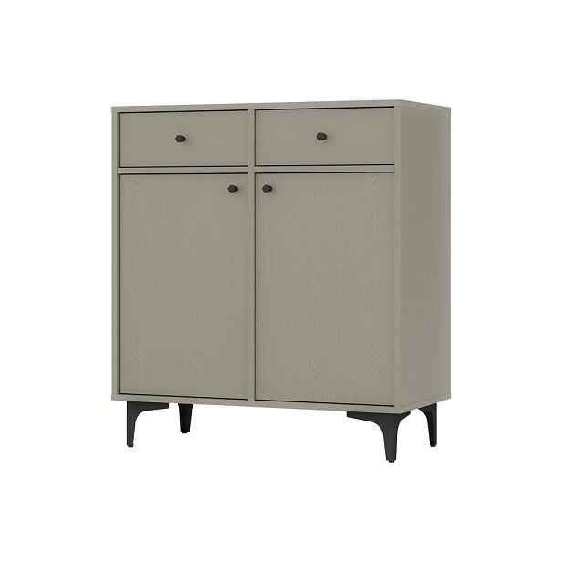 MASSENO KOMODA TORINO, 84/94/41 cm s 2 zásuvkami a 2 dvířky, světle zelená
