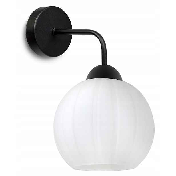 Nástěnná Lampa Černá Jednoduchá Bílá Skleněná Koule E27 Glamour