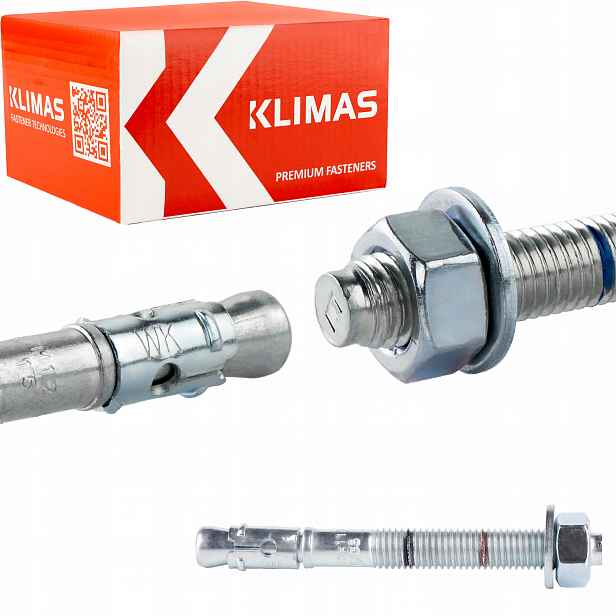 Kotvy do betonu ocelové M12 x 115 mm 40 ks mechanické Klimas Le-zn