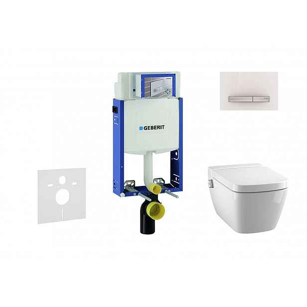 Geberit Kombifix - Modul pro závěsné WC s tlačítkem Sigma50, alpská bílá + Tece One - sprchovací toaleta a sedátko, Rimless, SoftClose 110.302.00.5 NT