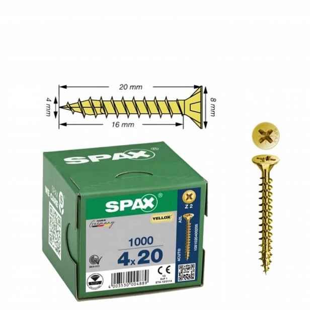 Univerzální šroub do dřeva yello-x (zlatý) spax 4 x 20 mm 1000 ks