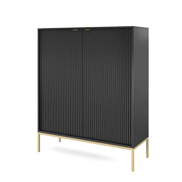 MASSENO VYSOKÁ KOMODA STELLARE, 104/125/39 cm s 2 dvířky, černá