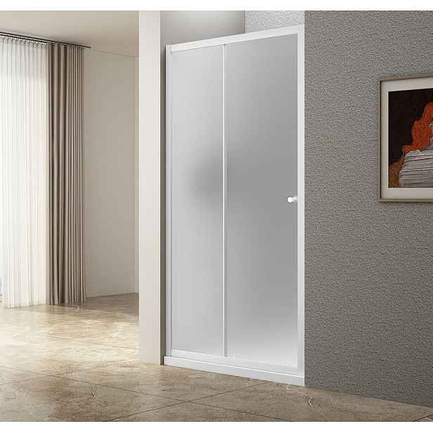 Aqualine UGGA posuvné sprchové dveře 1100mm, sklo Brick, bílá