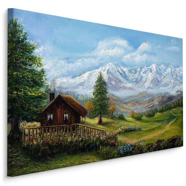 MyBestHome BOX Plátno Dům Na Pozadí Horské Krajiny Varianta: 100x70