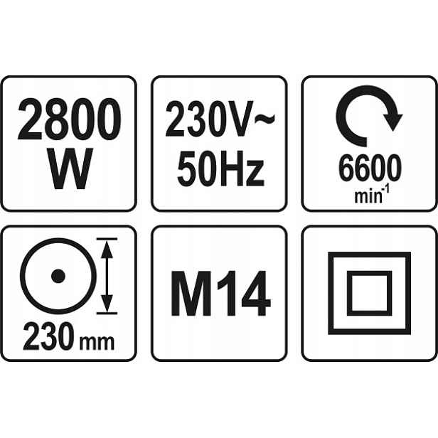 Úhlová Bruska 2800 W, 230 MM