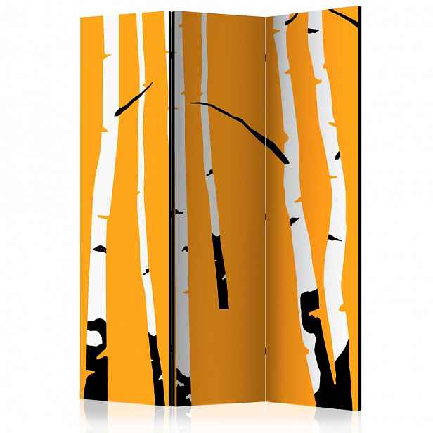 Paraván Birches on the orange background Dekorhome 135x172 cm (3-dílný)
