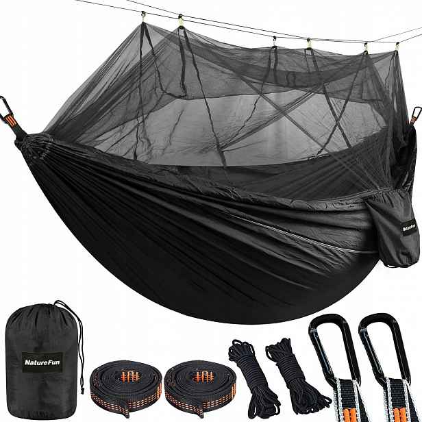 Houpací Síť S Moskyitérou 300 X 200 CM – 300 Kg, Padákový Nylon 2 Pušky