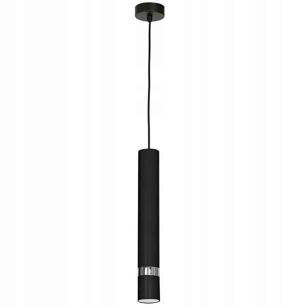Luminex Reno závěsná lampa tuba černá/chrom 1xGU10 max 8W IP20