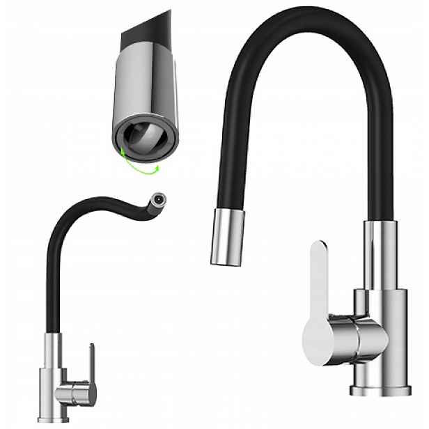 Kuchyňská baterie s flexibilním ramínkem, chrom Grado Plus, otočný perlátor