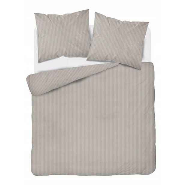 Povlečení damaškové 180x200 béžové jednobarevné proužky 1 cm Pure