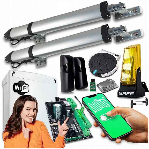 Set Pohon pro Dvoukřídlovou Bránu 8 m Lampa Ovladače Wifi Automat 400 Kg