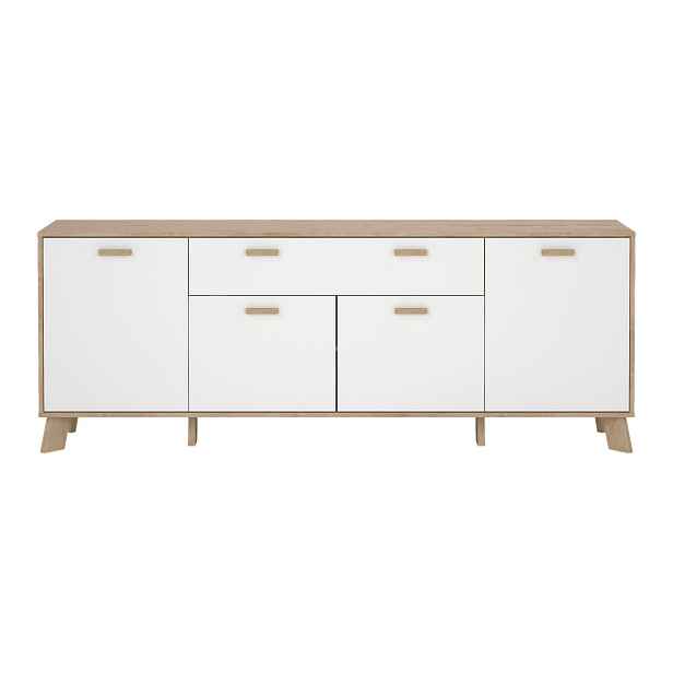 Bílá/v přírodní barvě komoda v dekoru dubu 196x73x39 cm Ikast – Tvilum