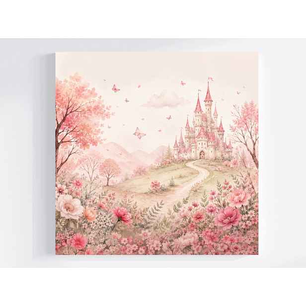 Obraz Na Plátně Canvas Pohádka Kopec Zámek Palác Květiny Motýli 50x50