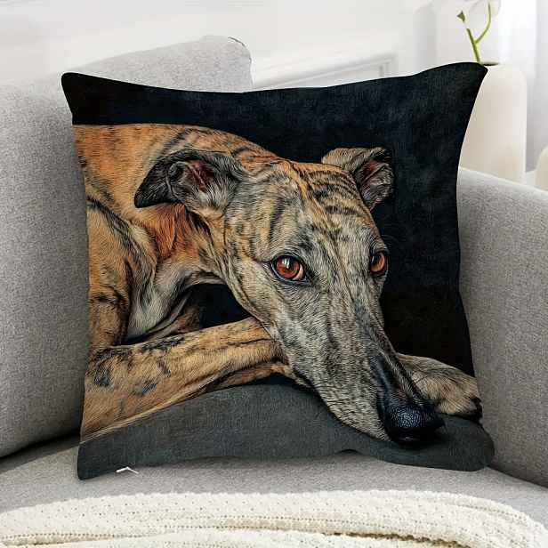 TEMU 1 ks Sametový potah na polštář 40X40 cm, okouzlující brindle šedý psí polštář, dekorativní polštář, výplň polštáře není součástí balení, se