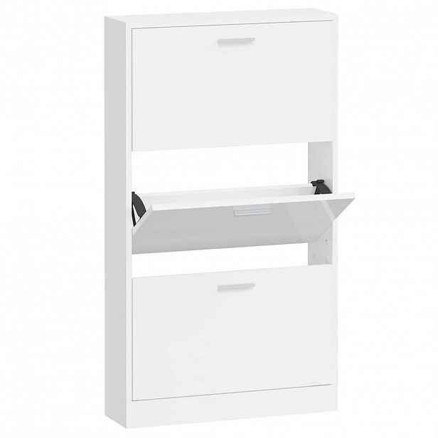 vidaXL Botník bílý s vysokým leskem 59x17x108 cm kompozitní dřevo