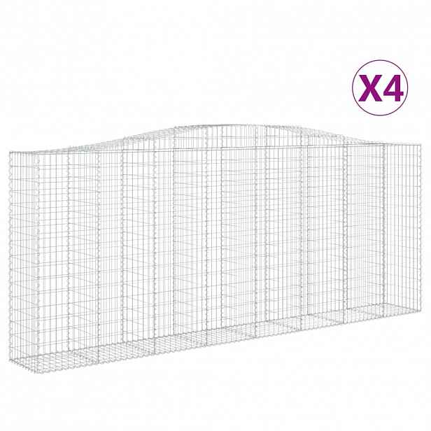vidaXL Klenuté gabionové koše 4 ks 400x50x160/180cm pozinkované železo