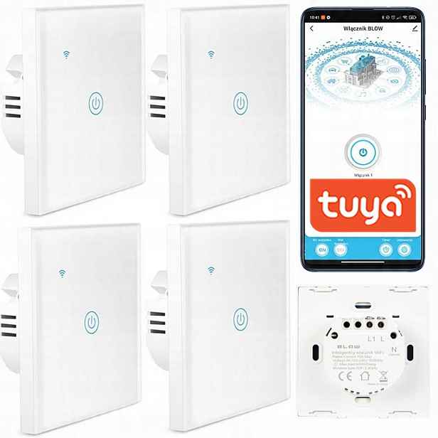 4x Dotykový Skleněný Spínač Světla FI60 Led Bílý WiFi Tuya Smart Home
