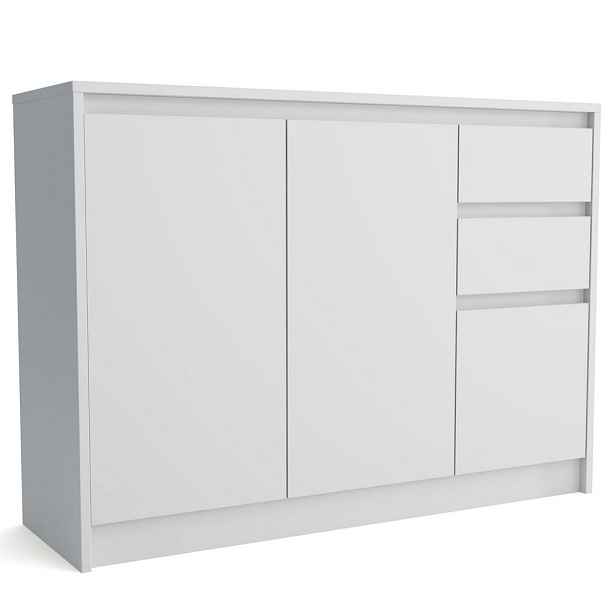 MASSENO KOMODA ASTORRE, 113/82/35 cm s 2 zásuvkami a 3 dvířky, bílá