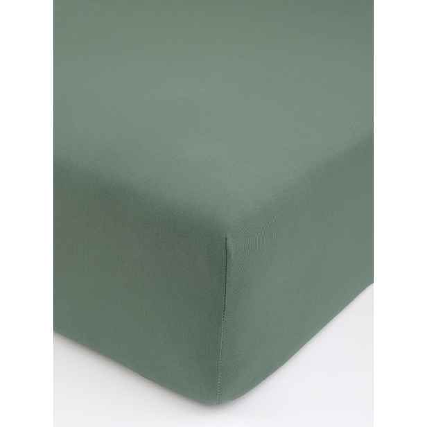 MKLuzkoviny.cz Jersey prostěradlo s elastanem Deluxe 220 × 200 cm – olivové