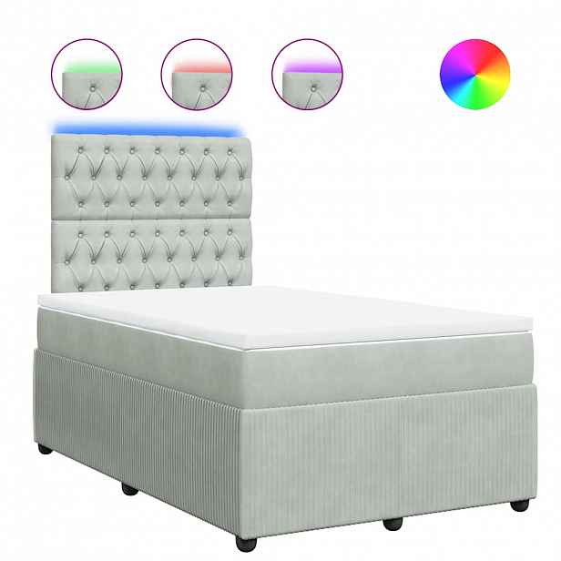 vidaXL Box spring postel s matrací světle šedá 120 x 200 cm samet