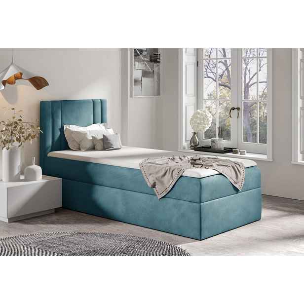 Boxspringová postel CELESTA MINI - 80x200, modrá + topper ZDARMA