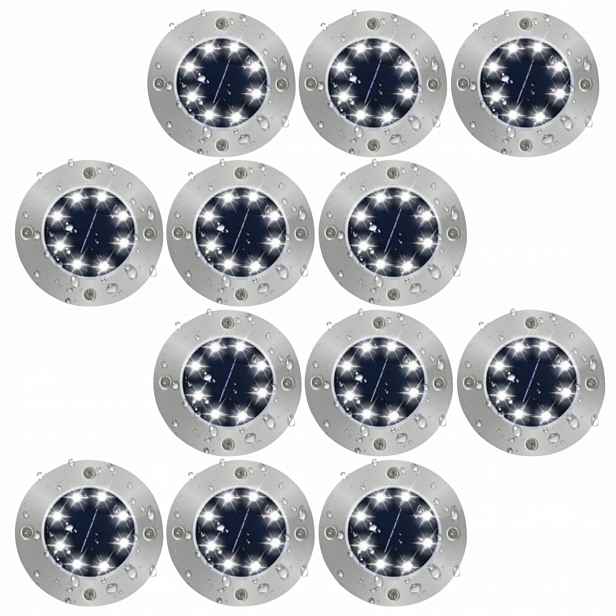 Led Solární Lampy Do Zahrady Zapichovací Nájezdové Zemní Lampy Disk 12 Ks