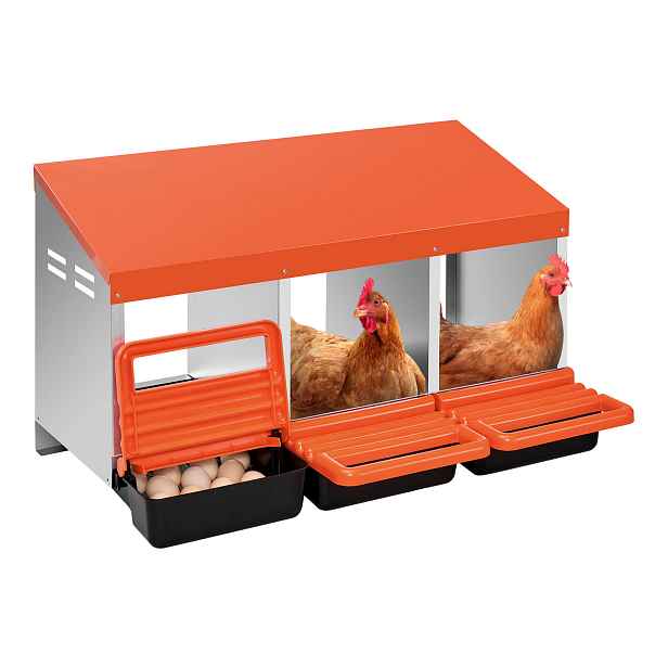 TEMU VEVOR Hnízdní boxy pro kuřata, 3 přihrádky, kovové hnízdní boxy s ochrannými sběrnými víky, rolovací hnízdní box, snadná montáž, ideální pro