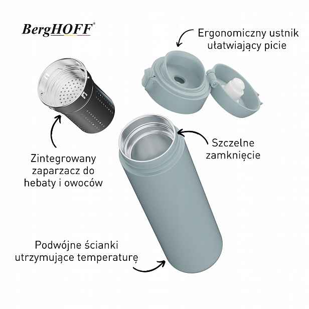 Termos BergHoff termoláhev Balance Eco 700 ml s konvičkou Blue