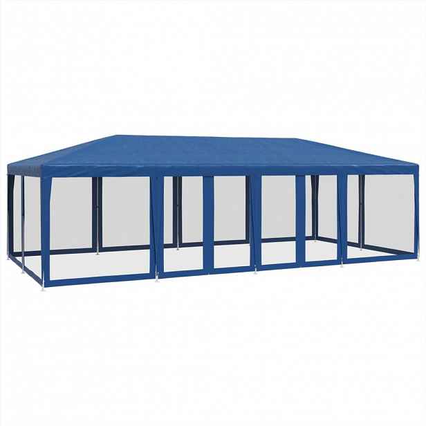 vidaXL Party stan s 12 síťovanými bočnicemi modrý 8 x 4 m HDPE