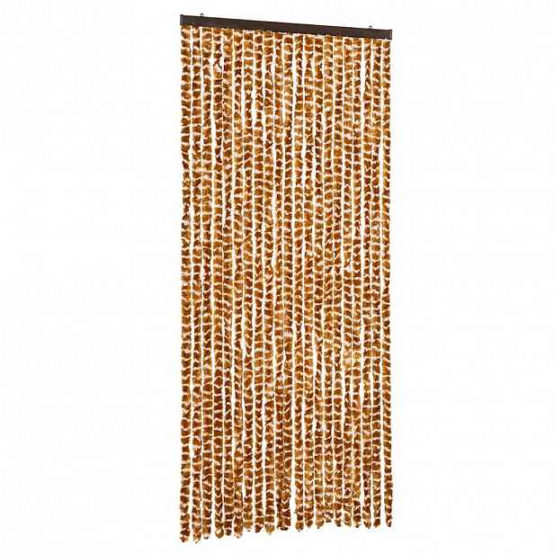vidaXL Závěs proti hmyzu okrovo-bílý 90 x 220 cm Chenille