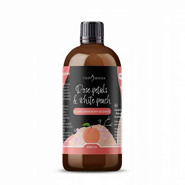Vonný olej na svíčky Rose Petals & White Peach 1000 ml, vůně do vosku