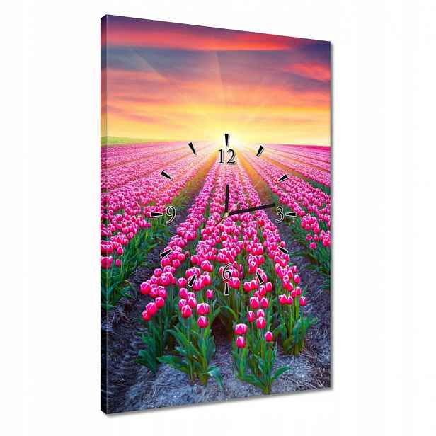 Hodiny 40x60 Moře tulipánů Květiny