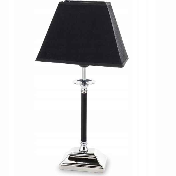 Kovová černo-stříbrná stolní lampa 48 cm