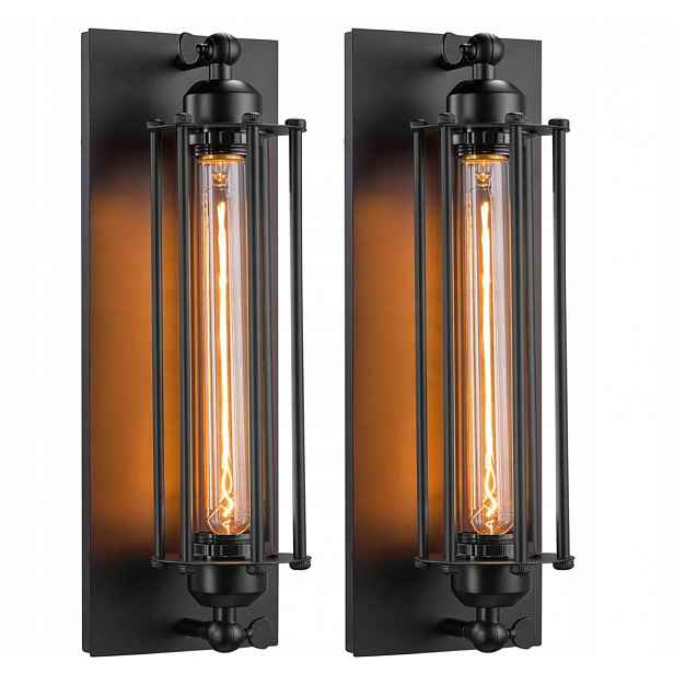 kovová nástěnná lampa Loft Retro E27 47 cm černá