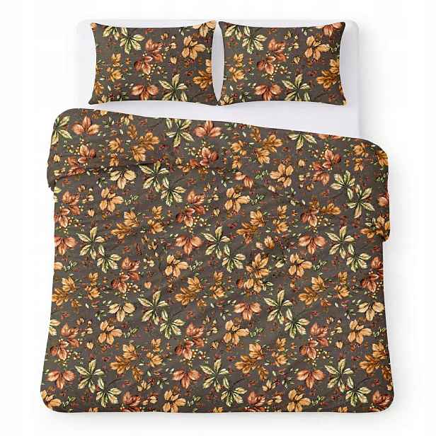 Povlečení bavlněné 160x200 hnědé s podzimními listy Cotton Home