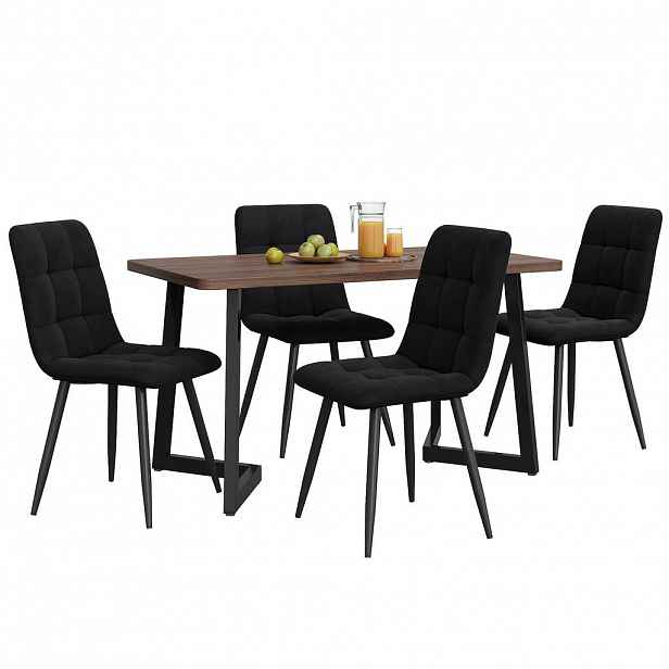 FLIEKS JÍDELNÍ SET 5D MDF Ořech Černé židle