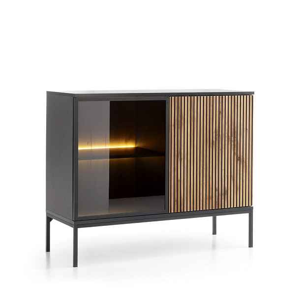 MASSENO KOMODA SENTIERO, 104/83/39 cm s LED osvětlením a 2 dvířky, černá